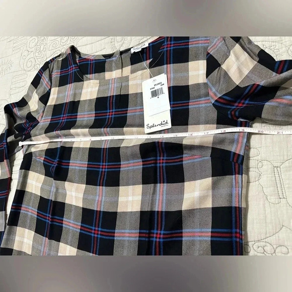 NWT Splendid Plaid Button Down Back Top Size M - Picture 4 of 7